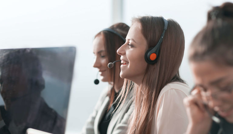 image of call centre staff with headset image of call centre staff with headset