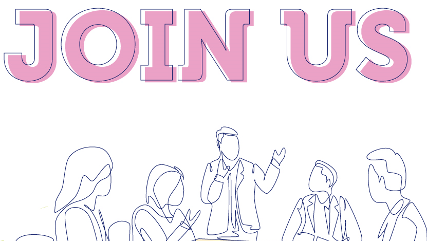 drawn image of four people sitting around a board table