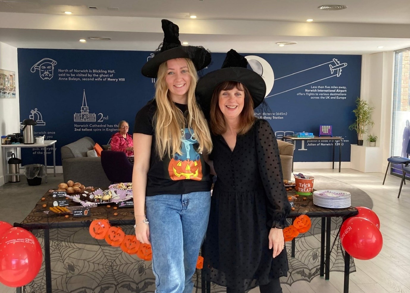 Image of the team at St Anne's Quarter with witches hats on